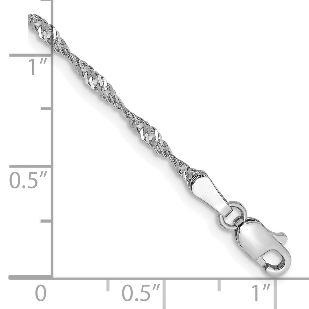 14k White Gold 1.7mm Singapore Chain Anklet