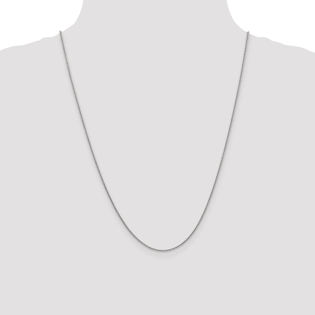 14k White Gold 1.4mm Round Open Link Cable Chain