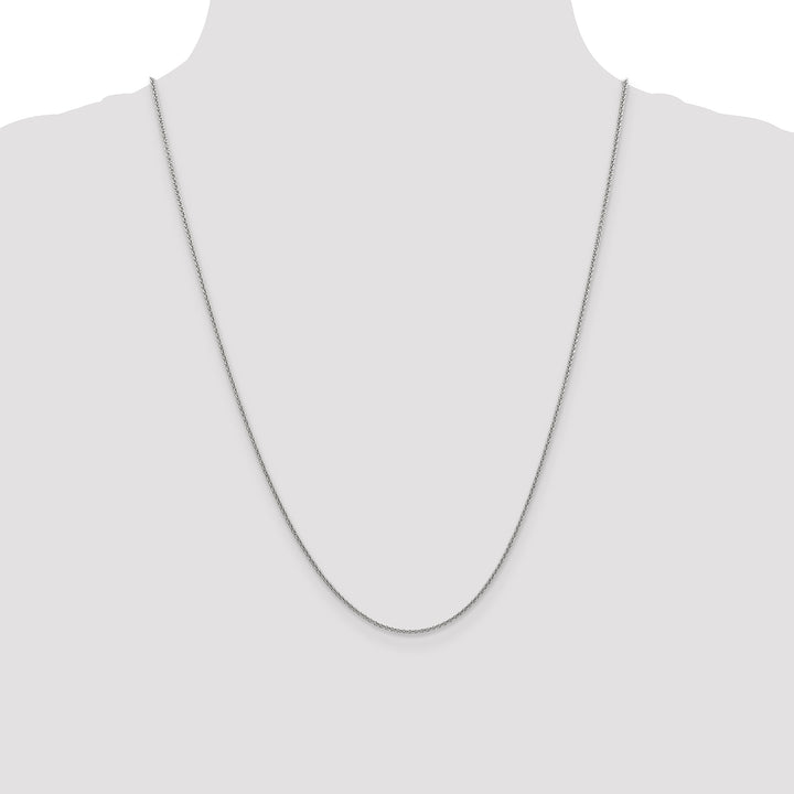 14k White Gold 1.4mm Round Open Link Cable Chain