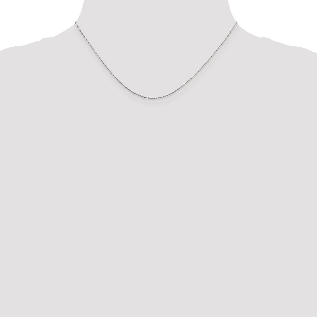 14k White Gold .6mm D/C Round Open Link Cable Chain