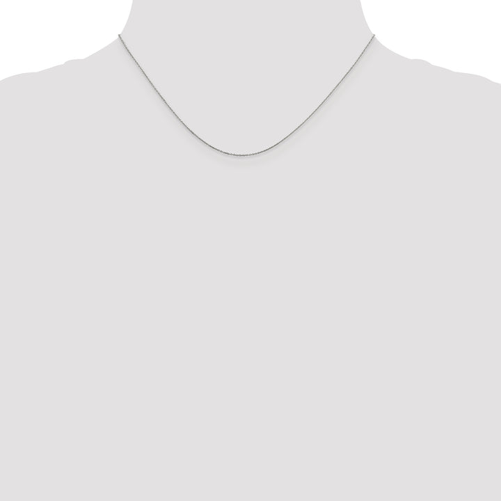 14k White Gold .6mm D/C Round Open Link Cable Chain