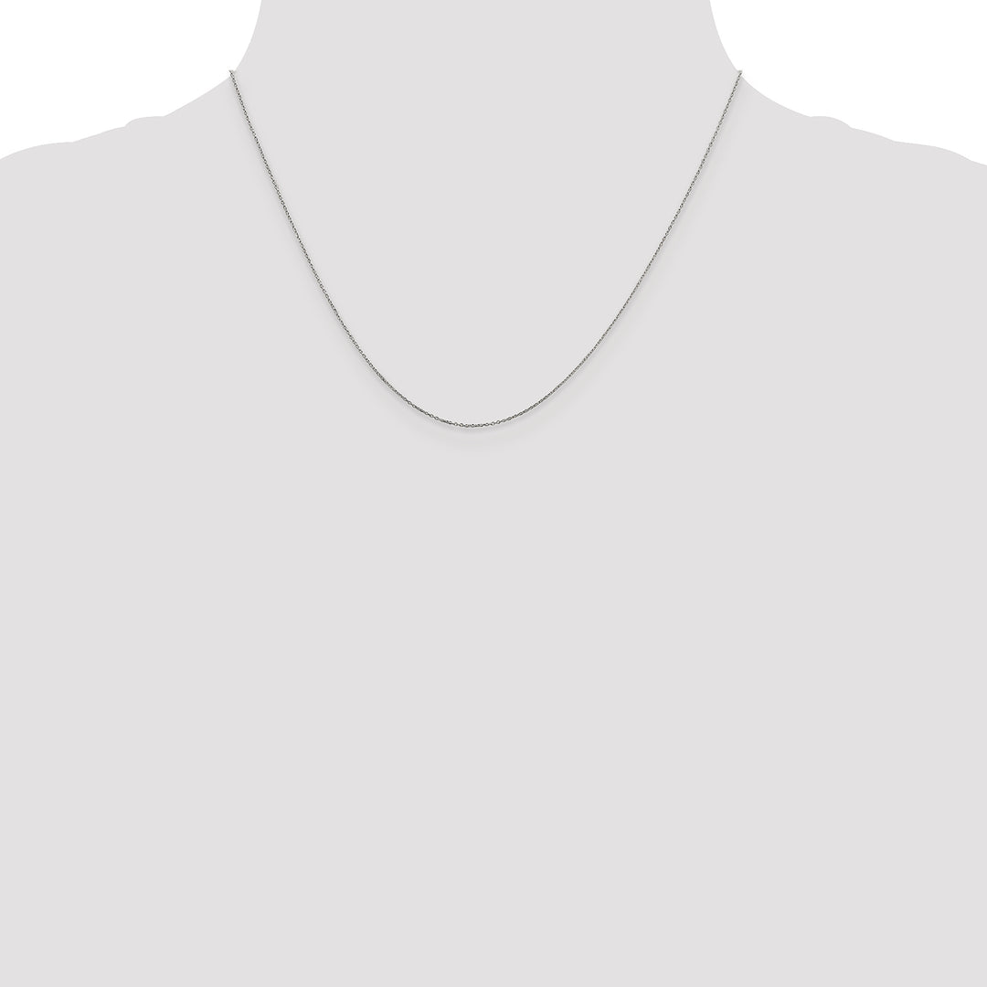 14k White Gold .6mm D/C Round Open Link Cable Chain