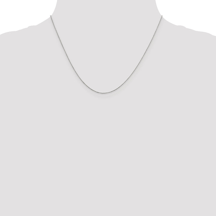 14k White Gold .6mm D/C Round Open Link Cable Chain