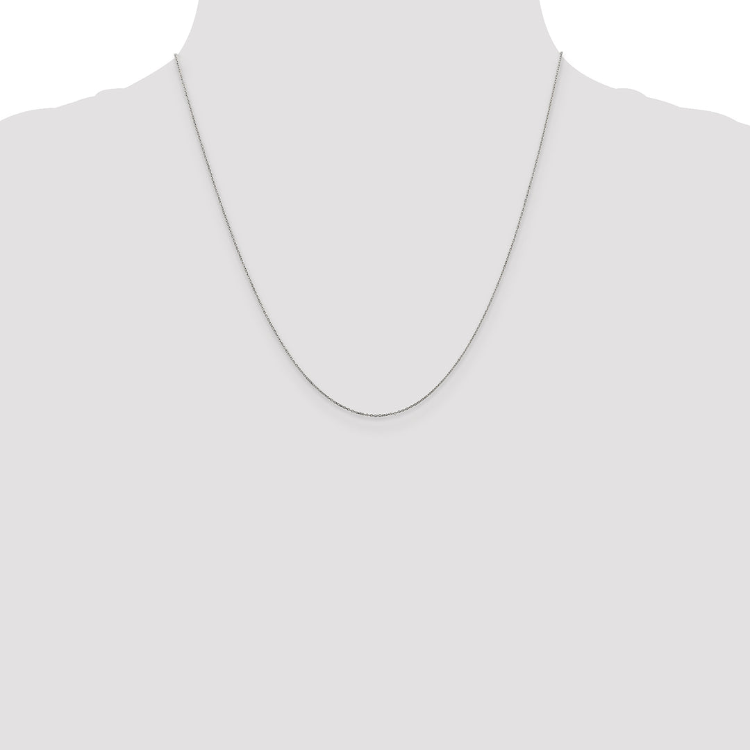 14k White Gold .6mm D/C Round Open Link Cable Chain