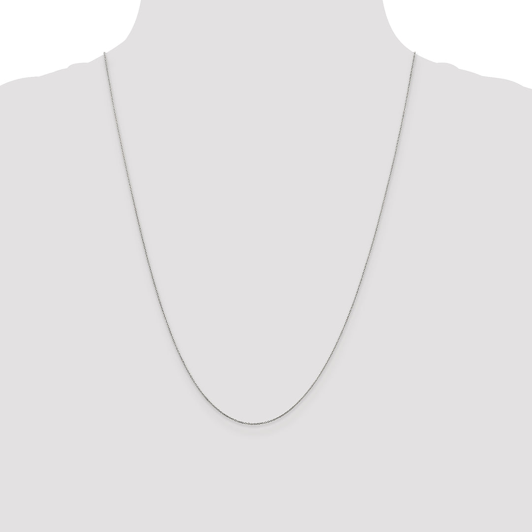 14k White Gold .6mm D/C Round Open Link Cable Chain