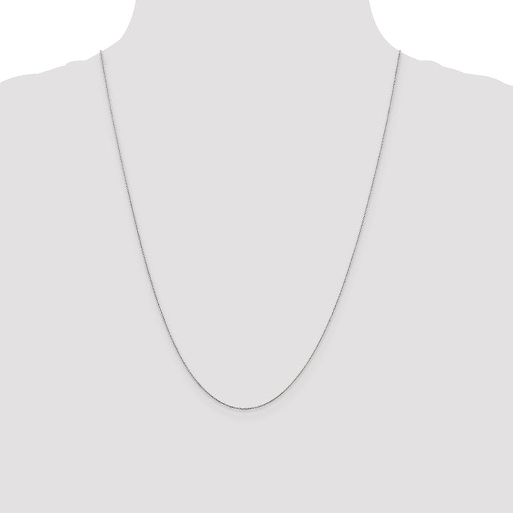 14k White Gold .6mm D/C Round Open Link Cable Chain