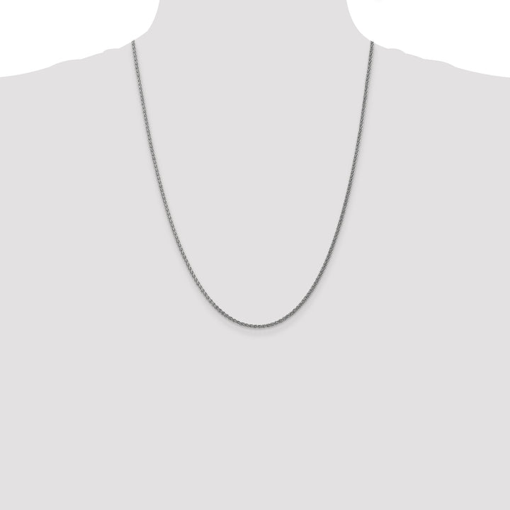 14k White Gold 1.05mm Spiga with Spring Ring Clasp Chain