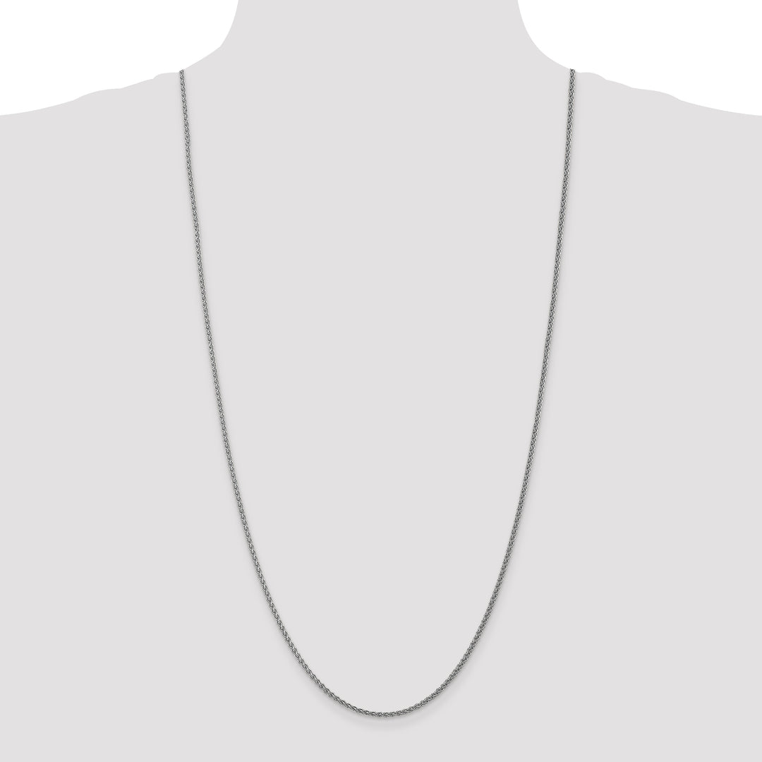 14k White Gold 1.05mm Spiga with Spring Ring Clasp Chain