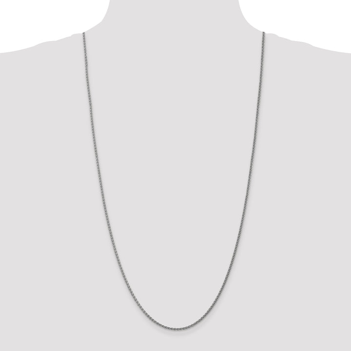 14k White Gold 1.05mm Spiga with Spring Ring Clasp Chain