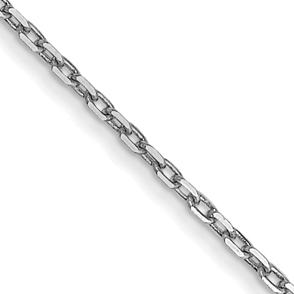 14k White Gold .8mm D/C Cable with Spring Ring Clasp Chain
