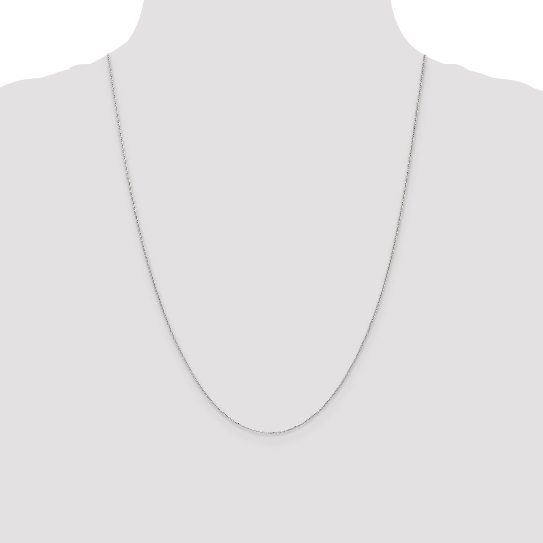 14k White Gold .8mm D/C Cable with Spring Ring Clasp Chain