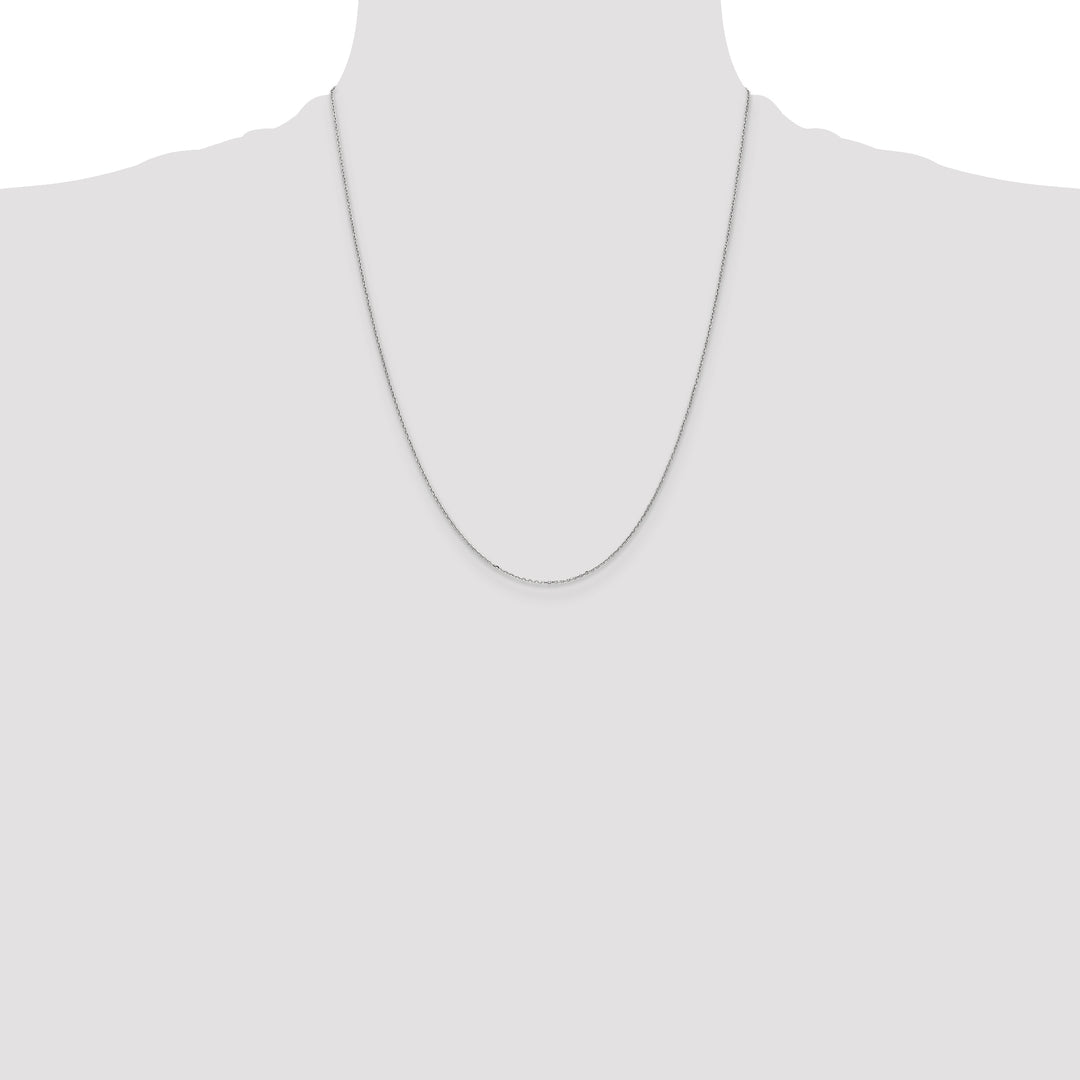 14k White Gold .8mm D/C Cable with Spring Ring Clasp Chain