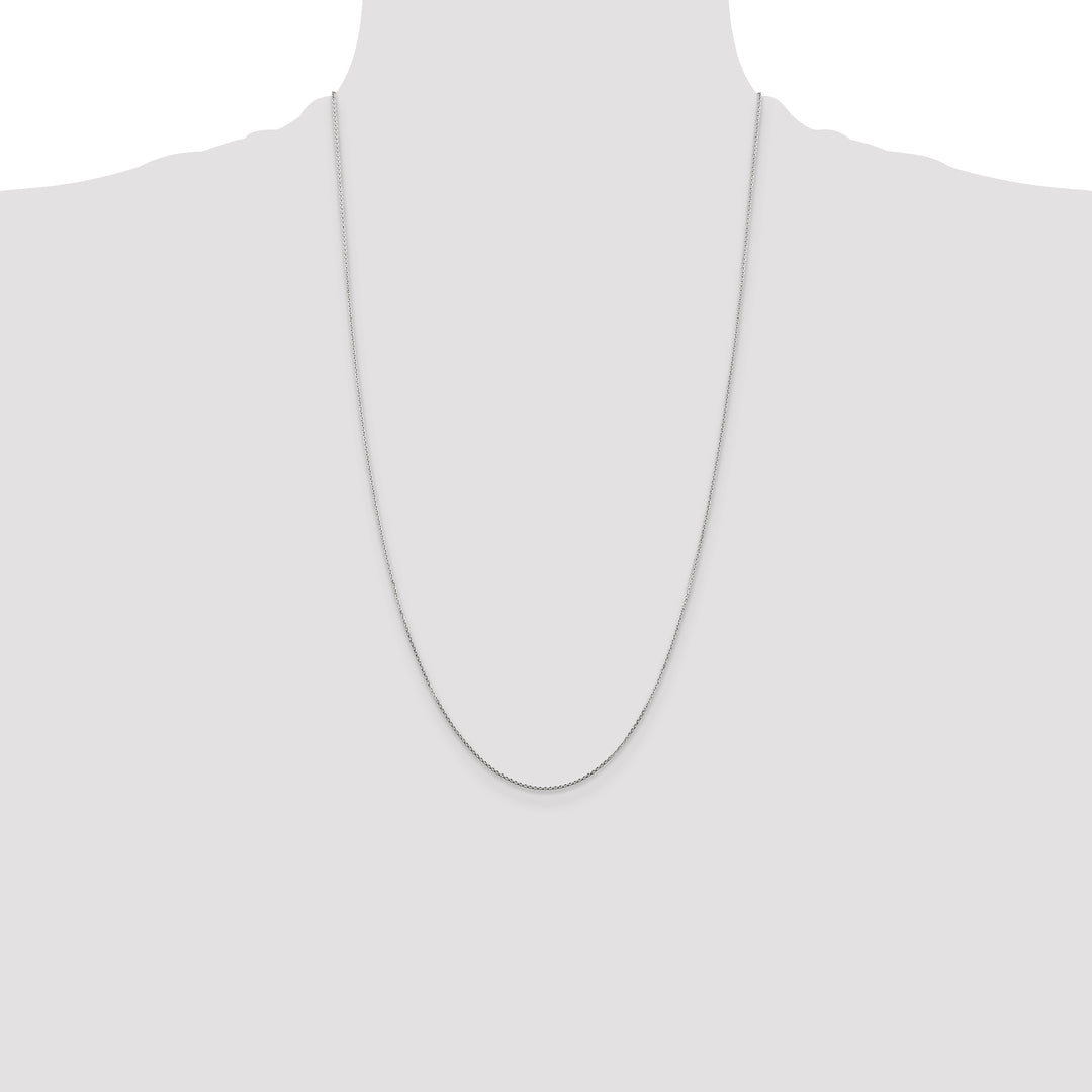 14k White Gold .8mm D/C Round Open Link Cable Chain