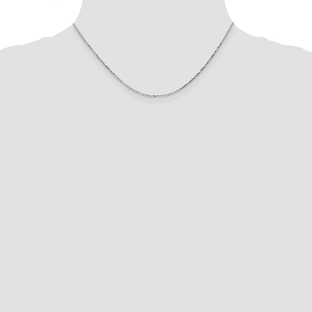 14k White Gold 1.4mm D/C Round Open Link Cable Chain