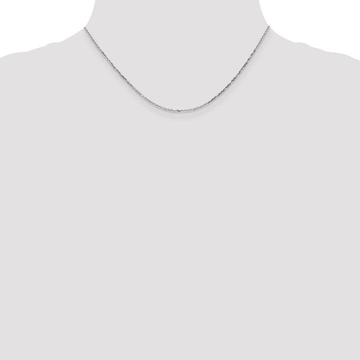 14k White Gold 1.4mm D/C Round Open Link Cable Chain