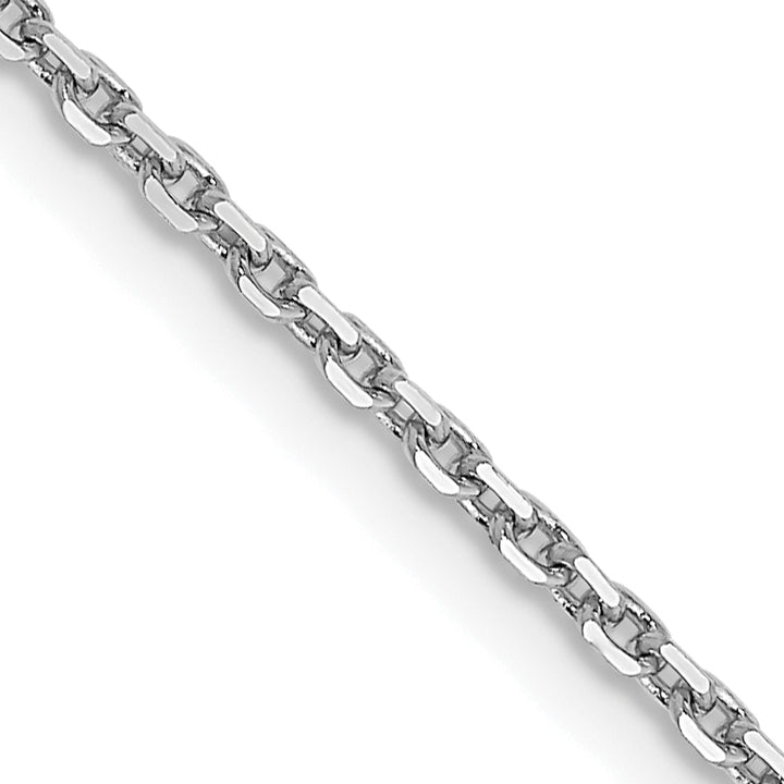 14k White Gold 1.4mm D/C Round Open Link Cable Chain
