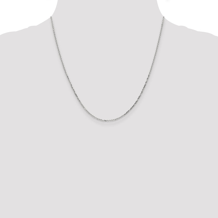 14k White Gold 1.4mm D/C Round Open Link Cable Chain