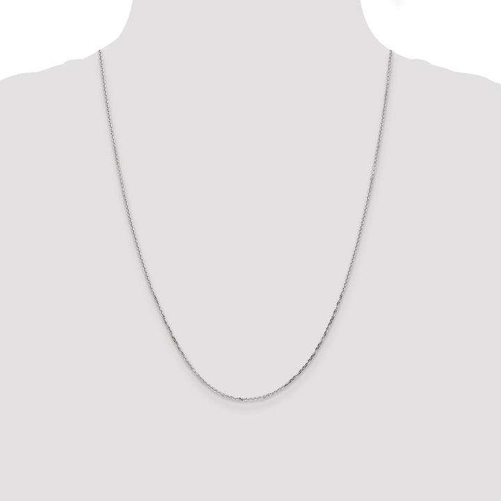 14k White Gold 1.4mm D/C Round Open Link Cable Chain