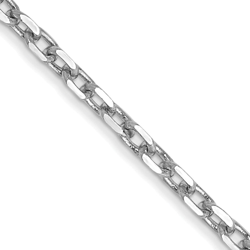 14k White Gold 1.8mm D/C Round Open Link Cable Chain