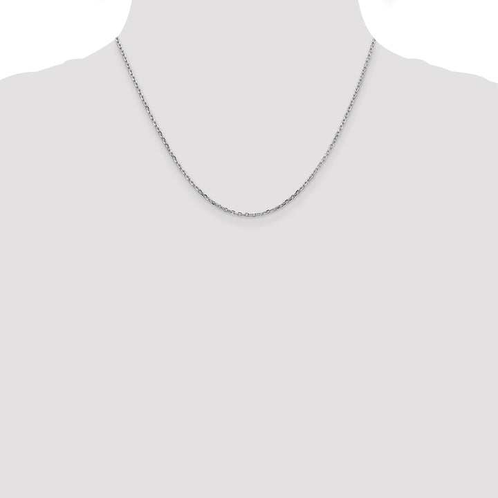 14k White Gold 1.8mm D/C Round Open Link Cable Chain