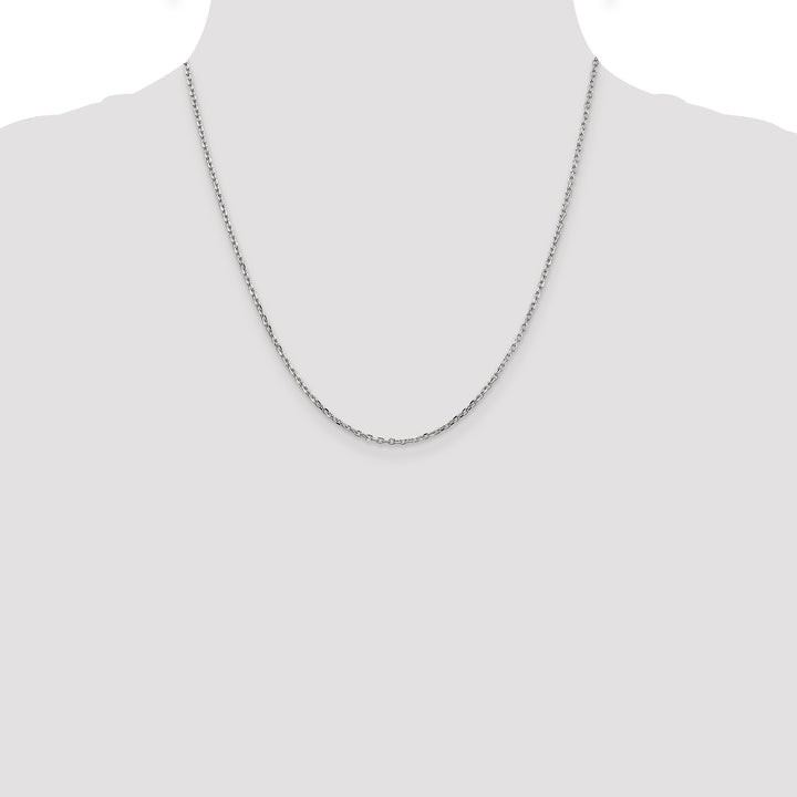 14k White Gold 1.8mm D/C Round Open Link Cable Chain