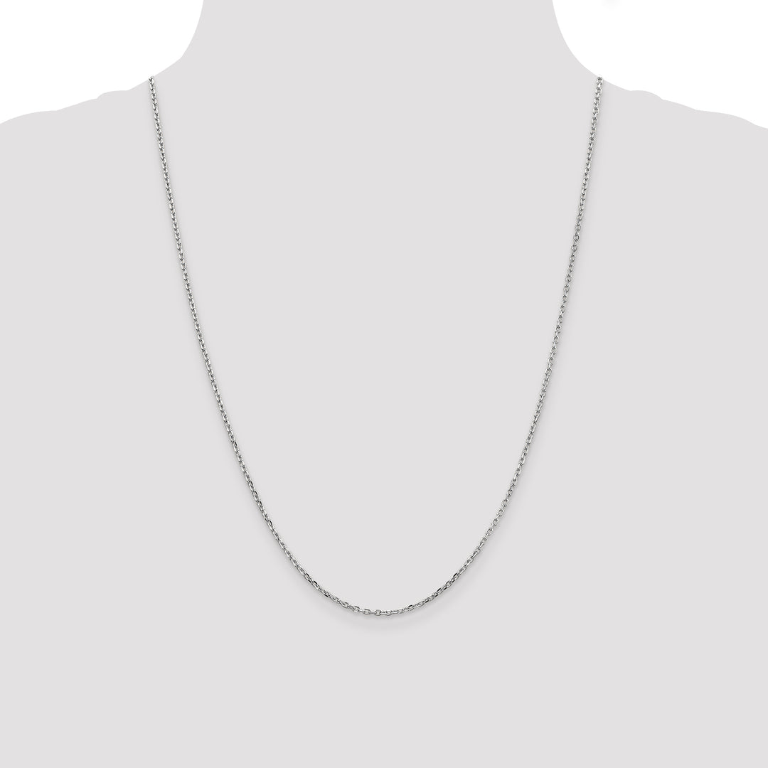 14k White Gold 1.8mm D/C Round Open Link Cable Chain