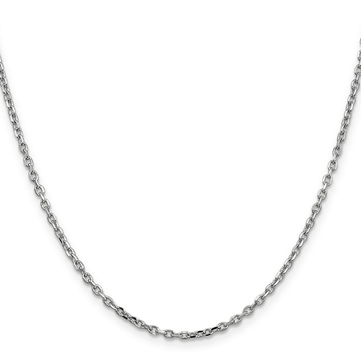 14k White Gold 2.2mm D/C Round Open Link Cable Chain