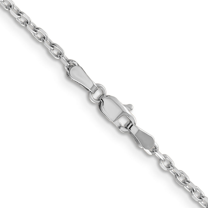 14k White Gold 2.2mm D/C Round Open Link Cable Chain