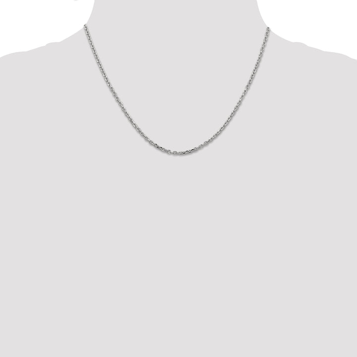 14k White Gold 2.2mm D/C Round Open Link Cable Chain