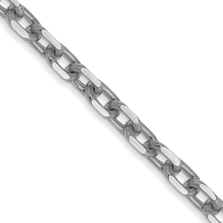 14k White Gold 3mm D/C Round Open Link Cable Chain
