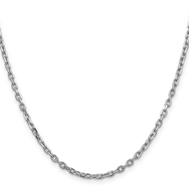 14k White Gold 3mm D/C Round Open Link Cable Chain