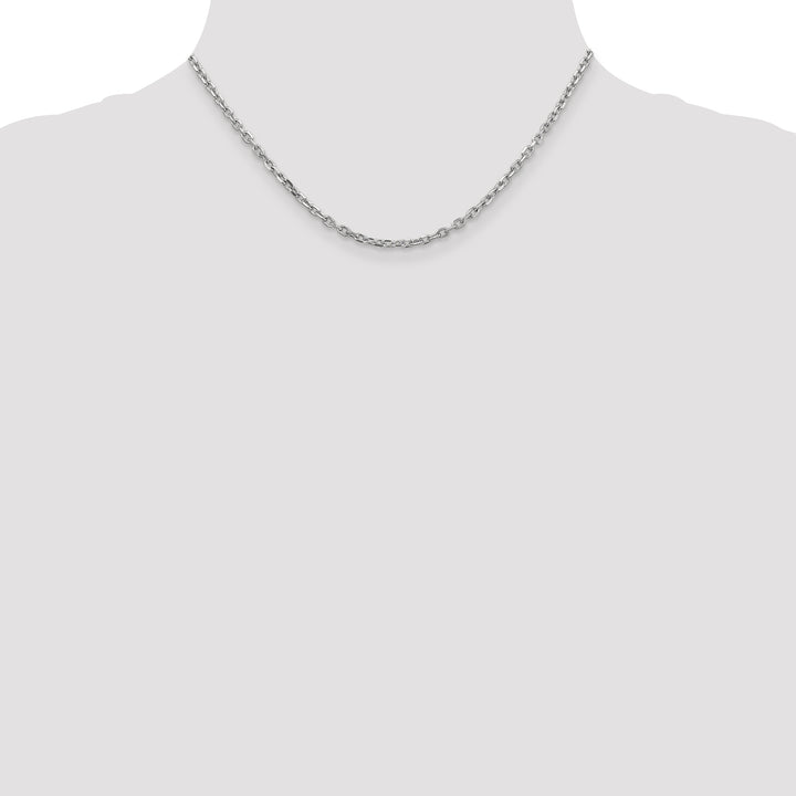 14k White Gold 3mm D/C Round Open Link Cable Chain
