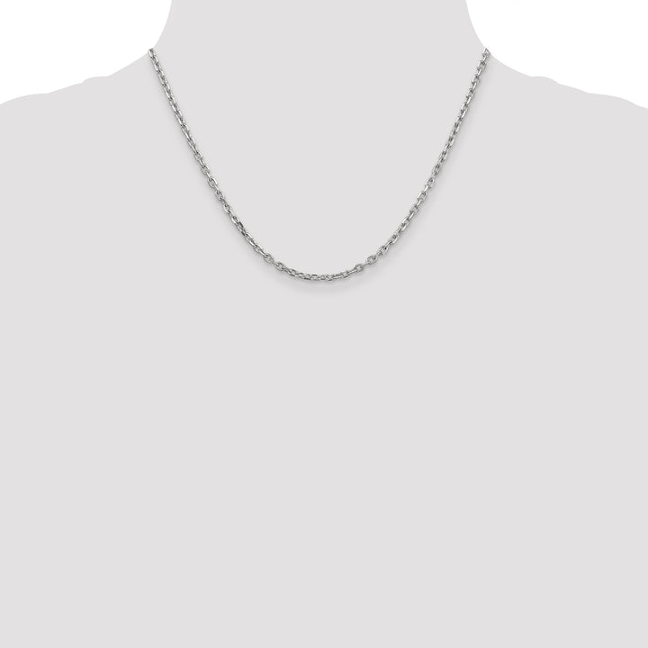 14k White Gold 3mm D/C Round Open Link Cable Chain