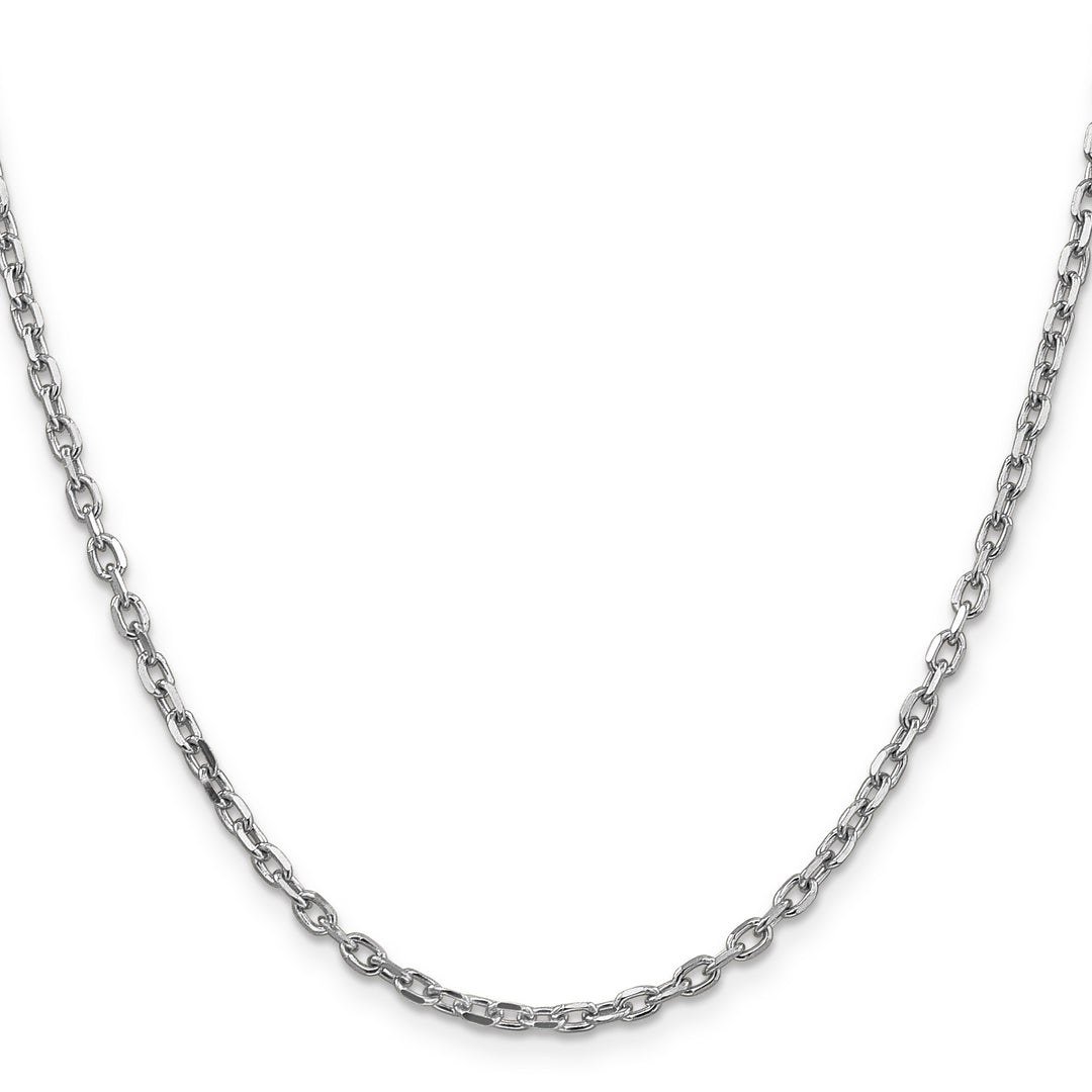 14k White Gold 3mm D/C Round Open Link Cable Chain