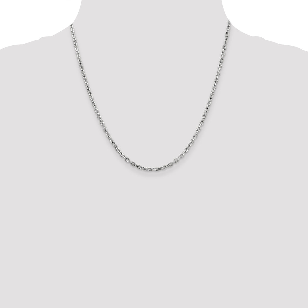 14k White Gold 3mm D/C Round Open Link Cable Chain