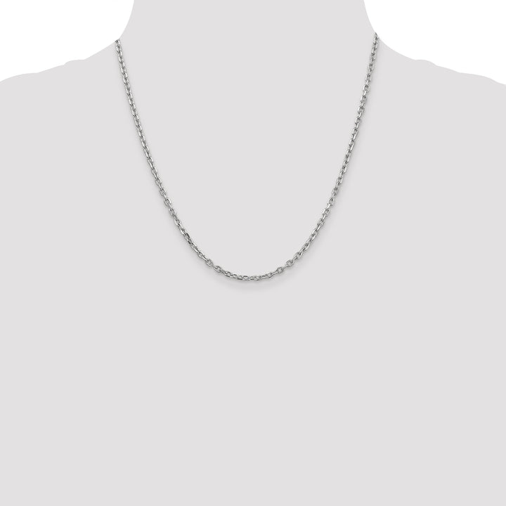 14k White Gold 3mm D/C Round Open Link Cable Chain