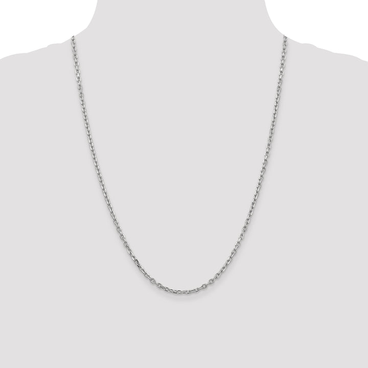 14k White Gold 3mm D/C Round Open Link Cable Chain