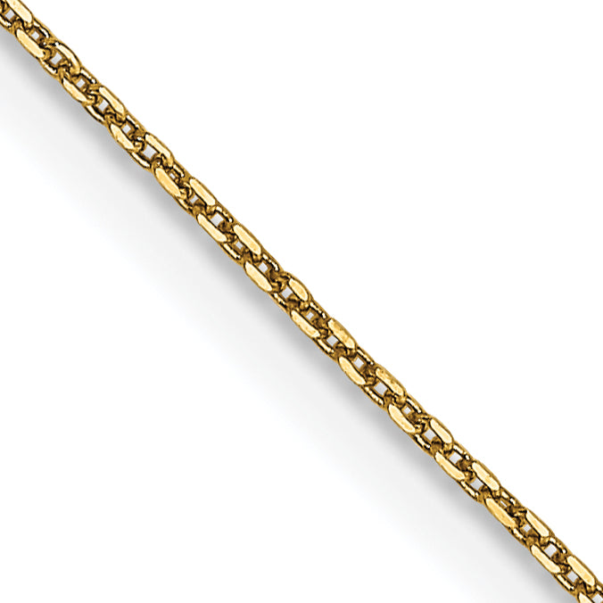 14K 16 inch .65mm Diamond-cut Round Open Link Cable with Lobster Clasp Chain
