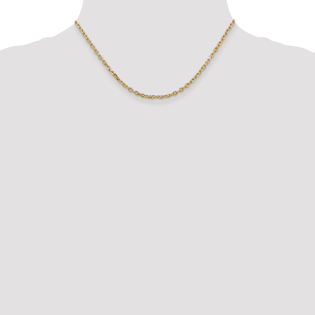 14k 3mm D/C Round Open Link Cable Chain