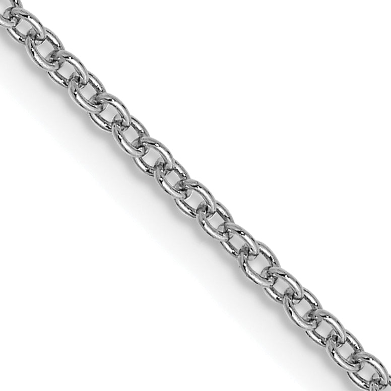 14k White Gold 1.4mm Round Open Wide Link Cable Chain