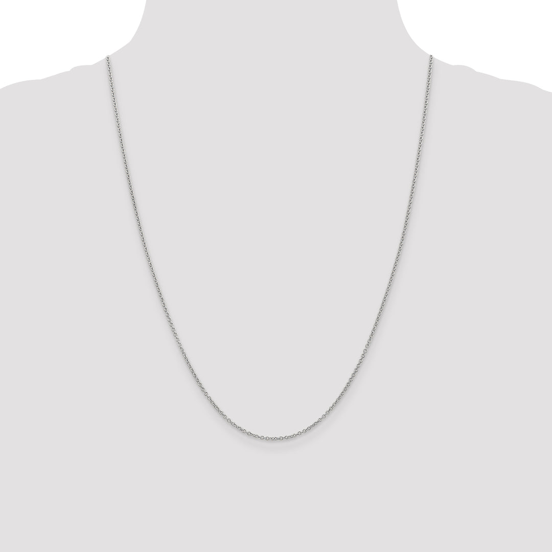 14k White Gold 1.4mm Round Open Wide Link Cable Chain