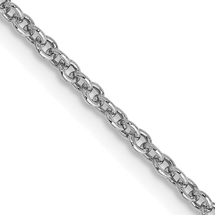 14k White Gold 1.6mm Round Open Link Cable Chain