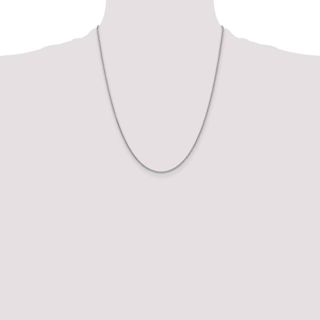 14k White Gold 1.6mm Round Open Link Cable Chain