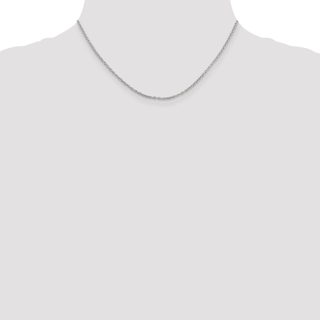 14k White Gold 2mm Round Open Link Cable Chain