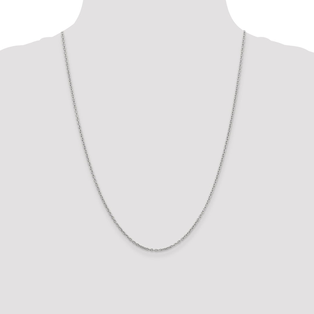14k White Gold 2mm Round Open Link Cable Chain