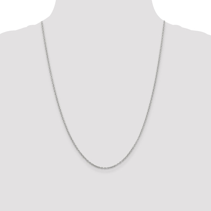 14k White Gold 2mm Round Open Link Cable Chain