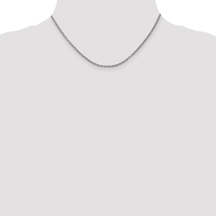 14k White Gold 2.4mm Round Open Link Cable Chain