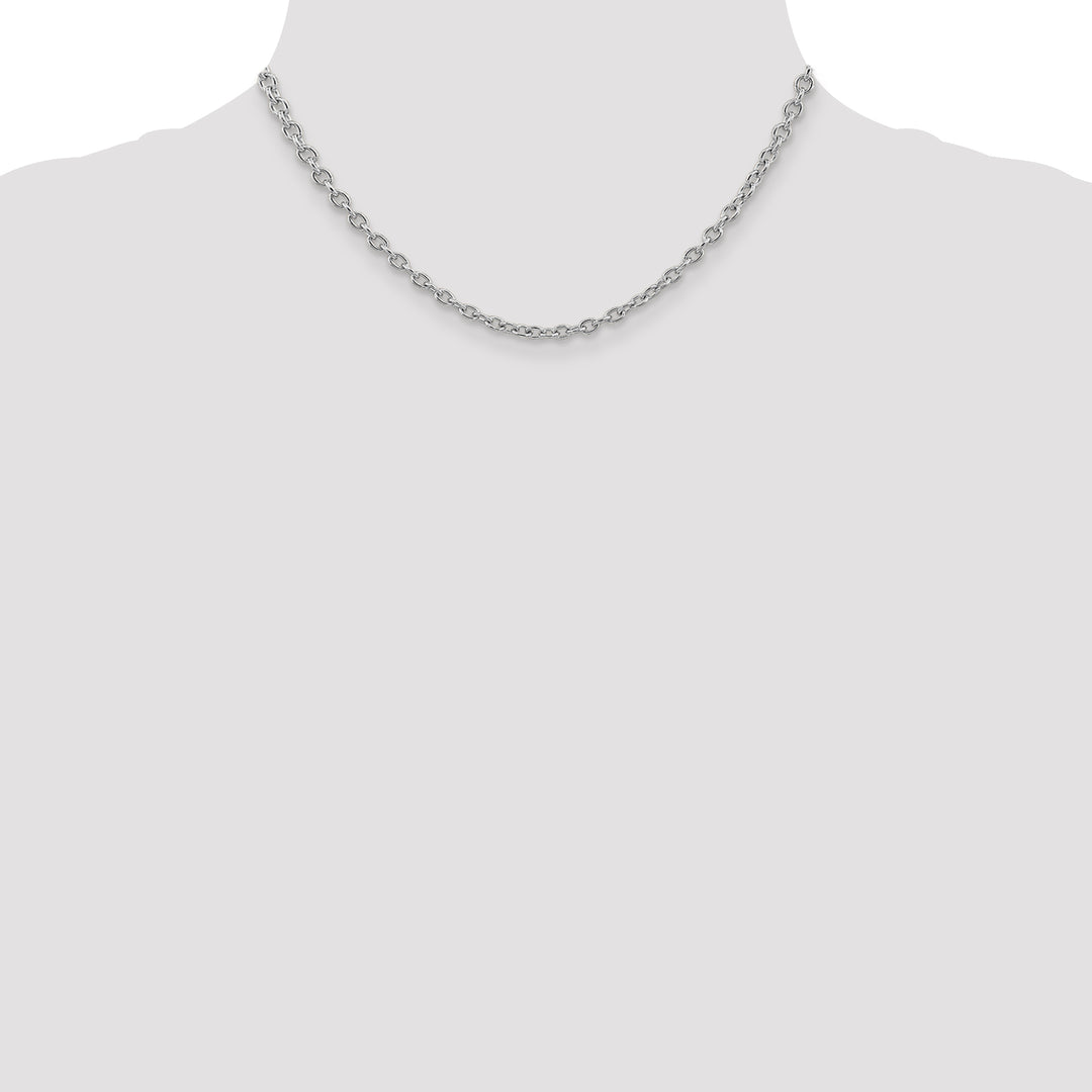 14k White Gold 3.2mm Round Open Link Cable Chain