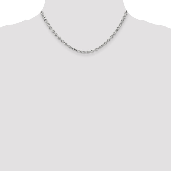 14k White Gold 3.2mm Round Open Link Cable Chain