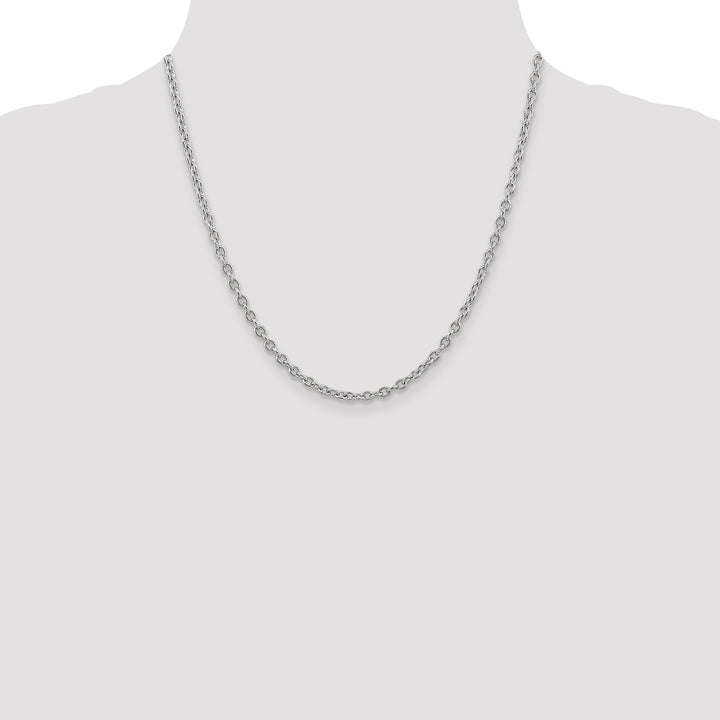 14k White Gold 3.2mm Round Open Link Cable Chain
